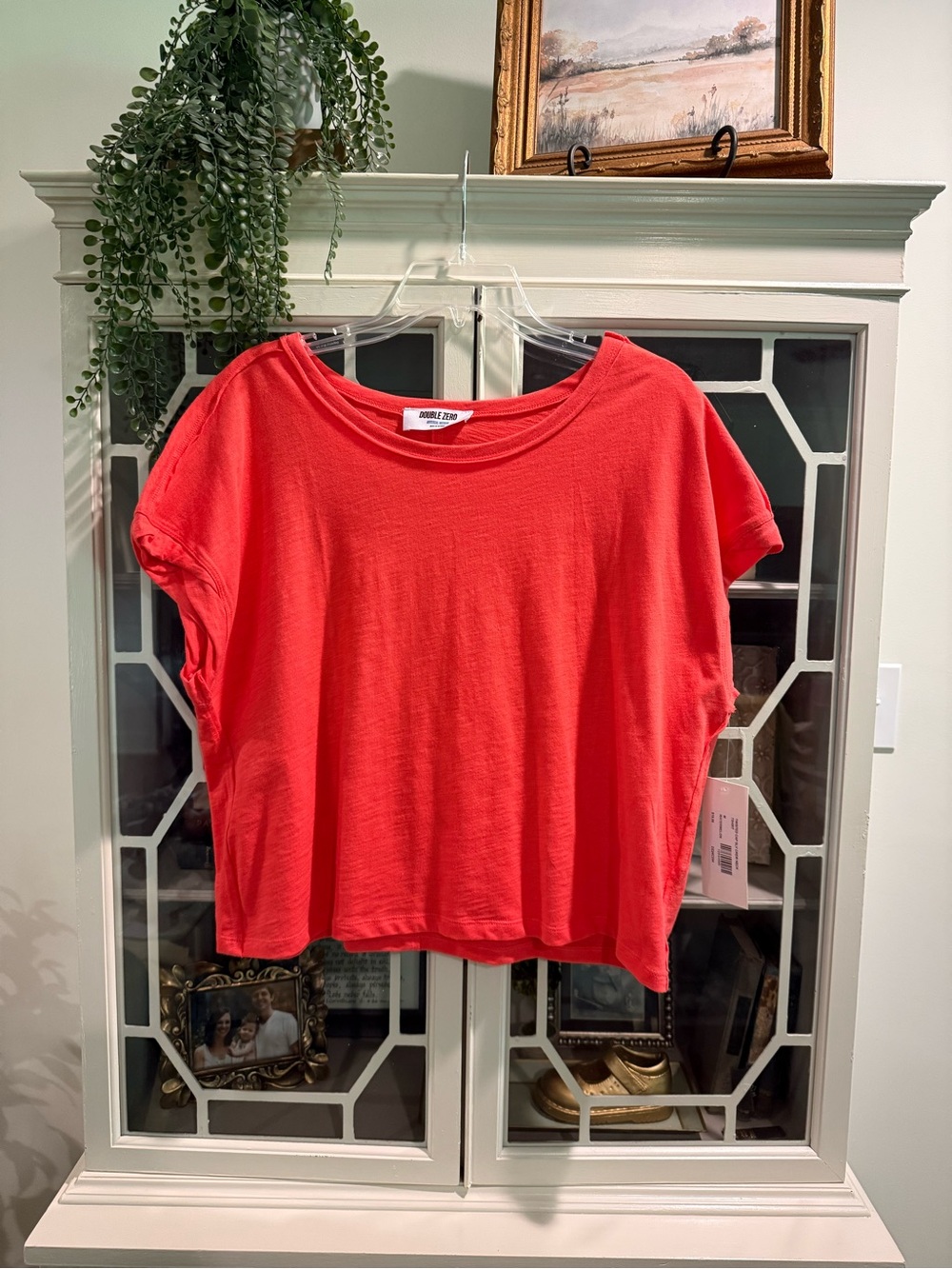 Double Zero Coral Red Boxy Crop Top
